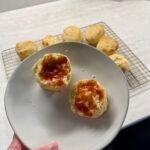 Classic British scones served with strawberry jam