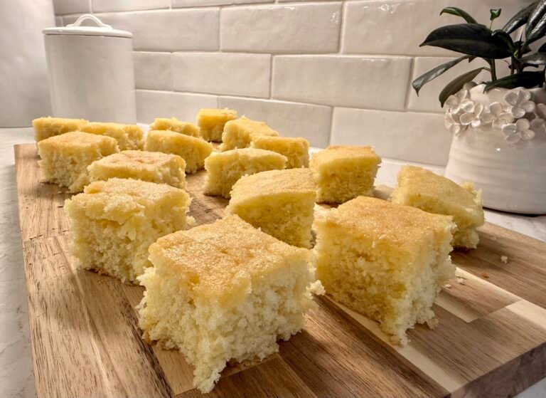 Light and fluffy lemon drizzle sponge cake