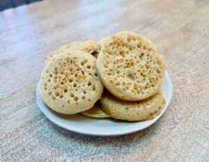 Stack of British Crumpets on a plate