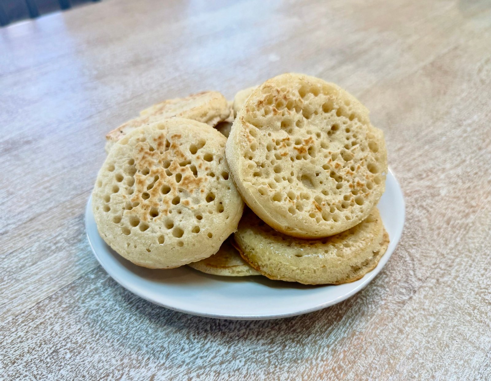 Stack of British Crumpets on a plate